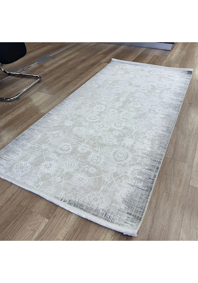 Hoom Rugs Decor 1135 Gri Yün Tuşeli Pamuk Taban Halı Gri