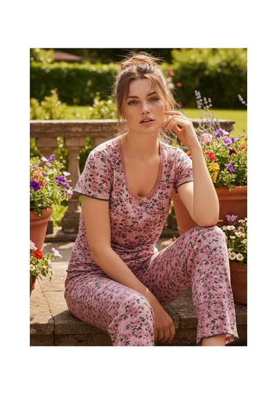Siyah İnci Dantelli Fitilli Kaşkorse Örme Pijama Takım 26120552 Pudra Pembe