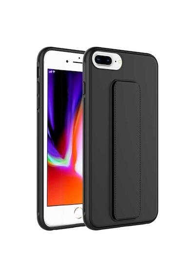 Apple Uyumlu iPhone 8 Plus Kılıf Zore Qstand Kapak Siyah