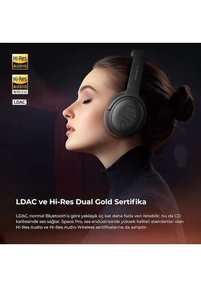 Soundpeats SPACE PRO Hi-res Bluetooth 5.4 Kablosuz Kulak Üstü Kulaklık