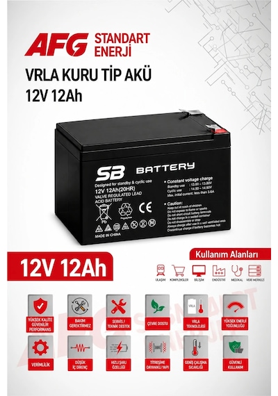 Sb Battery 12v 12ah Bakımsız Kuru Akü