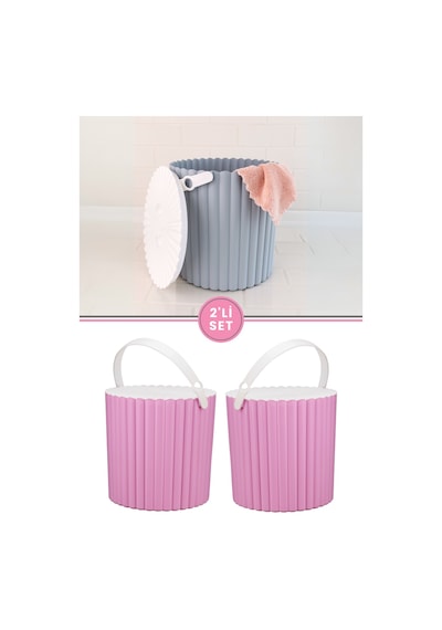 Flora 2'Li Un Ve Bakliyat Kabı Trendy Çok Amaçlı Yuvarlak Saklam Pembe