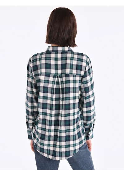 Colin's Colins Regular Fit Yeşil Kadın Uzun Kol Gömlek Cl1065887 Koyu Yeşil