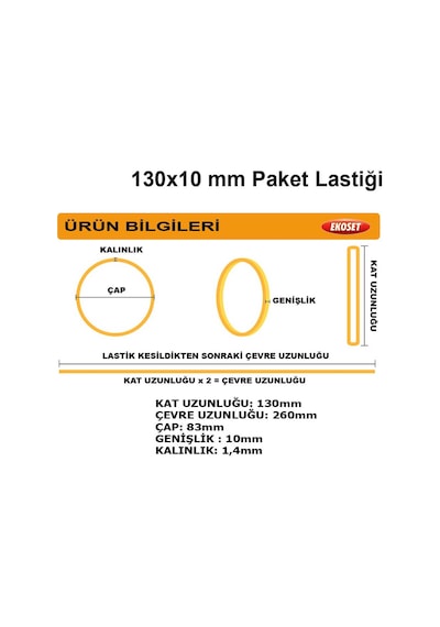 Kauçuk Ekstra Kalın Paket Lastiği 130x10mm 500 Gram