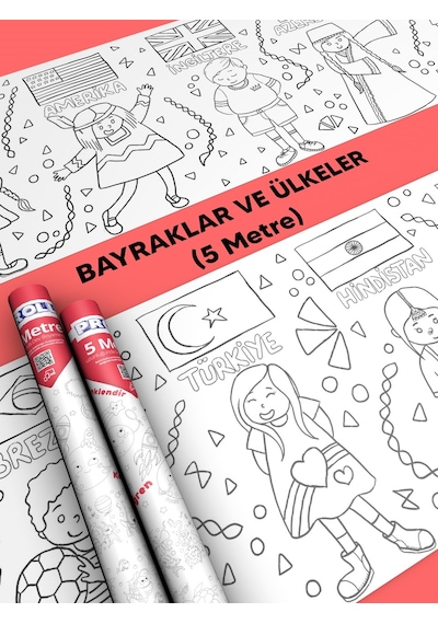 Ülkeler ve Bayrakları Boyama Kağıdı