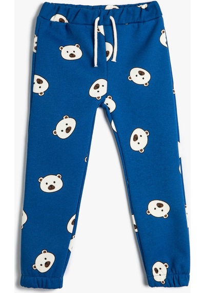Koton Jogger Eşofman Altı Ayıcık Baskılı Beli Bağlamalı Mavi Desenli 4wmb40157tk 4WMB40157TK6D0 Mavi