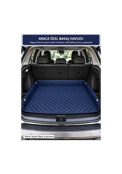 Renault Kangoo 2013-2023 Uyumlu 8d Çift Katmanlı Paspas + Bagaj Havuzu Seti Siyah Mavi