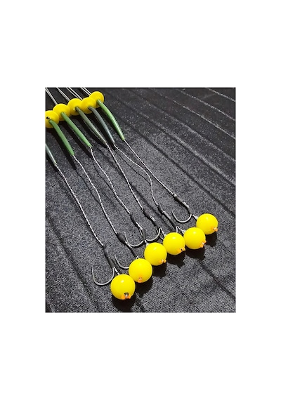 Yemleme Botu 12 Sarı Pup Rig Ve Boli Yüzen Model 12 Takım 2.3 No İnne İnnesi Büyük Boy