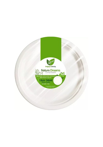 Roll Up Nature Dreams Doğa Dostu Karton Tabak 18 Cm 50li Beyaz