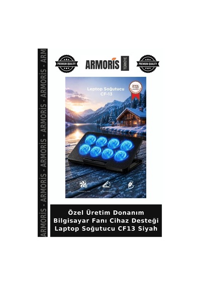 Özel Üretim Donanım Bilgisayar Fanı Cihaz Desteği Laptop Soğutucu Cf13 Siyah