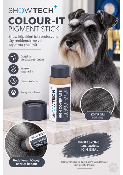 Showtech Colour-ıt El Yapımı Pigment Toz Geçici Köpek Tüy Boyası Koyu Gri