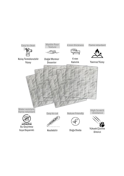 3 Boyutlu Duvar Paneli Kabartmalı Lambiri Desen Pvc 41x41 Cm/ 6 Adet /1 M² Mermer