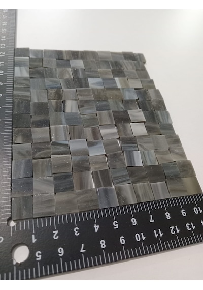 Antrasit Kare Vitray Cam Mozaik Taşı - Sanatsal Mozaik İçin Yaklaşık 10 X 10 Mm
