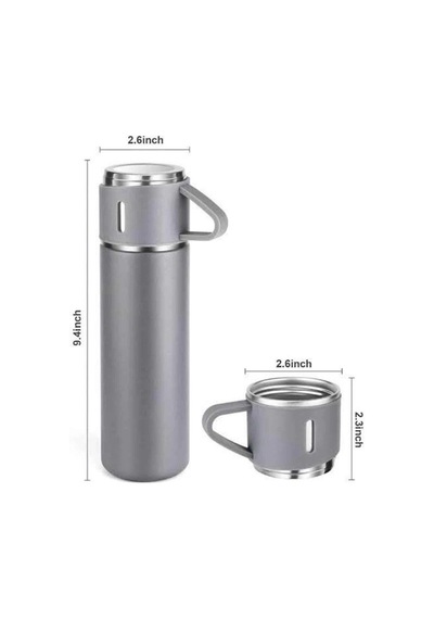 Termos Seti Paslanmaz Çelik 3 Bardaklı Vakumlu Termos Set 500 Ml 12 Saate Kadar Isı Koruma Renkli