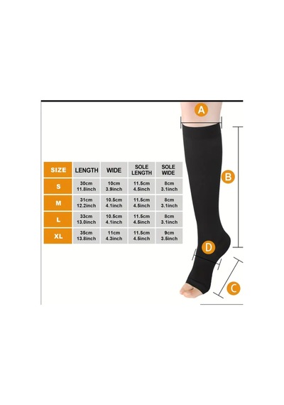 Shanghaı 25-30mmhg Basınçlı Diz Üstü Çorap&yüksek Esneklik&yumuşak Kumaş, Tüm Yönlerde Sıkıştırma Xl