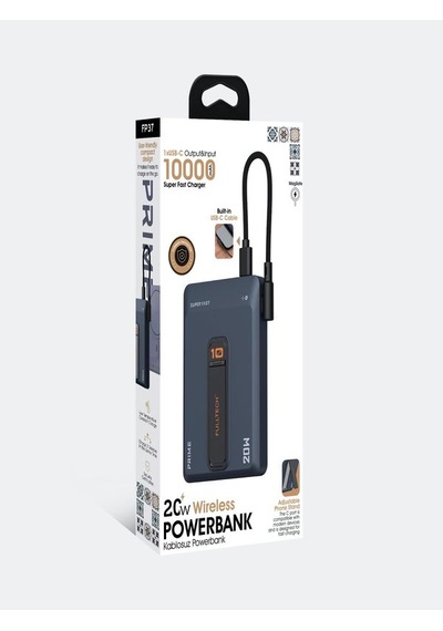 10000mah 20w Hızlı Şarj Kablosuz Magsafe Powerbank Type-c Kablolu/girişli Standlı - Siyah Siyah