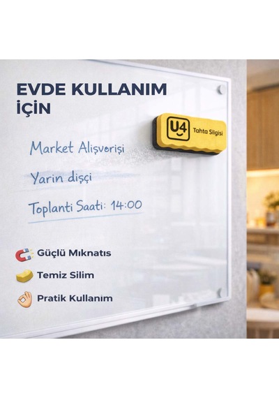 Renkli Eva Sünger Mıknatıslı Tahta Silgisi Ebat: 10,5 Cm X 5,6 Cm X 2 Cm 1 Adet Yeşil