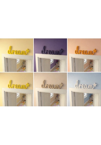 Dream Yazılı Yıldızlı Dekoratif Duvar & Raf Süsü Modern Masaüstü Dekor Turuncu