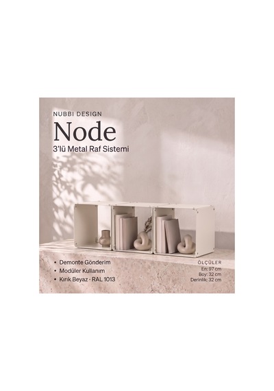 Node 3 Lü Modüler Metal Kitaplık Yatay Tasarım Dekoratif Küp Raf Sistemi Krem - 940096365 Krem Node 3 Lü Modüler Metal Kitaplık Yatay Tasarım Dekoratif Küp Raf Sistemi Krem - 940096365 Krem