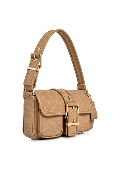 Pierre Cardin 05pc26y010121 Suni Deri Desenli Tokalı Kadın Omuz Çantası Camel