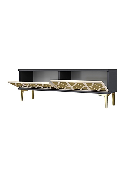 Tsa1236atg - Öztv120 Tv Stand, Tv Sehpası Antrasit - Traverten - Gold 120cm