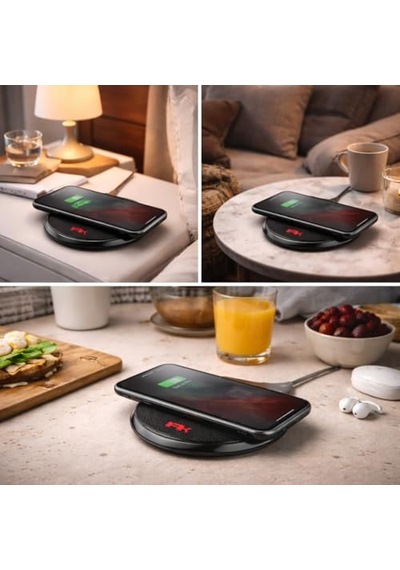 Kablosuz Şarj Aleti 15w Qi Wireless Charging Pad İphone, Samsung Ve Android Uyumlu Usb-c Giriş, Premium Deri Yü