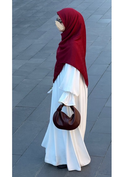Qalortex Scarf Premium Jakarlı Sare Büyük Boy Eşarp - Bordo