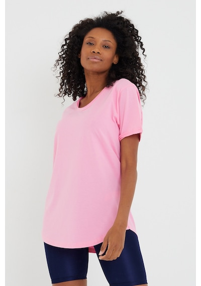 Kadın Pembe Pis Yaka Salaş T-shirt Ktcps001r06s Pembe