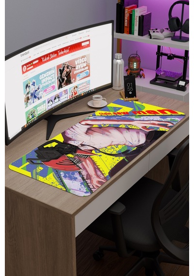 Chainsaw Man Anime V3 - 90x40 Xxl Gaming Kauçuk Kaymaz Taban Mouse Pad Fare Altlığı