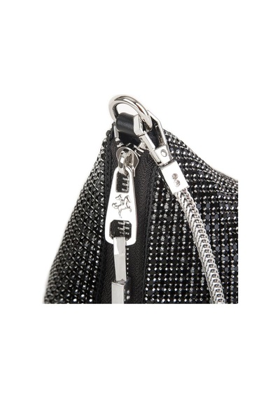 Nas Bag Kadın Çapraz Çanta Siyah White Diamond Siyah Taşlı Şık Askılı Üçgen Çanta Siyah