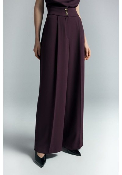 Talia Düğme Detaylı Pantolon - Mürdüm-137301