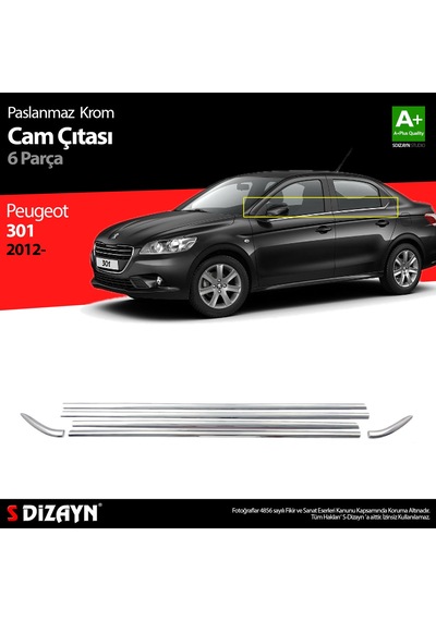 S-Dizayn Peugeot 301 Krom Cam Çıtası 6 Prç. 2012 Üzeri