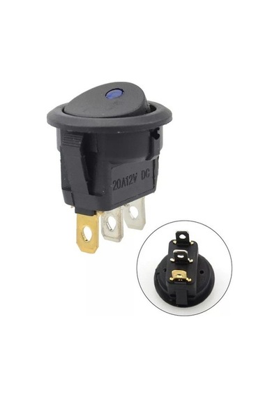 Ic-132 Yuvarlak Nokta Işıklı Mavi Anahtar On-Off 3P 12V 25 Adet