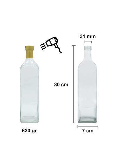 Afracam Maraska Şeffaf 1000 Ml Kilitli Kapaklı Ve Kapüşonlu Boş Cam Şişe 6 Adet Diğer