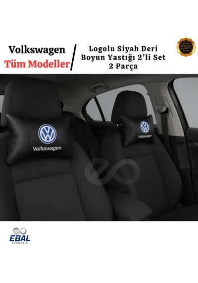 Volkswagen Oto Koltuk Boyun Yastığı 2 Parça Tüm Modeller İçin Uygundur Siyah