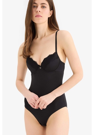 DeFacto Yarım Dolgulu Dantel Detaylı Bodysuit-Fall in Love D8168AX25SPBK81