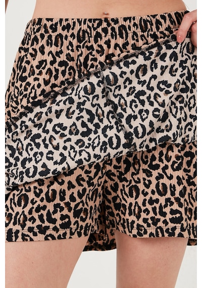 Lela Beli Lastikli Mini Şort Bayan Etek 5864024 Leopar