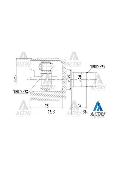 MAHER 1840 Aks Kafası İç Civic 06= Sağ 25X28X35