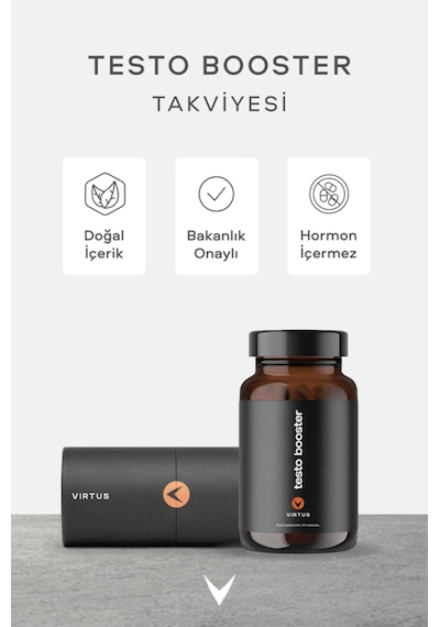 Virtus Testo Booster Tribulus Terrestris, Kore Ginsengi, Çemen, Bor, Vitamin D, Içeren Takviye Edici Gıda