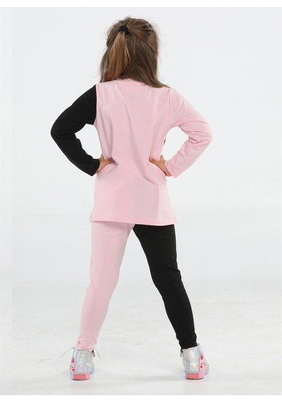 Casabony Xo Kalpli Kız Çocuk Tunik Takım-pembe - Siyah Pembe - Siyah