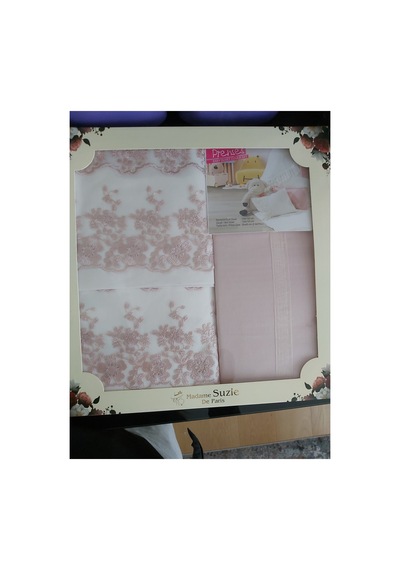 Dantelli Bebek Nevresim Takımı Pudra 100x150 Cm Pembe - 862907804 Pembe