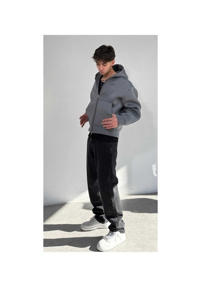 Zaee Oversize Scuba Zipp Hoodie Füme