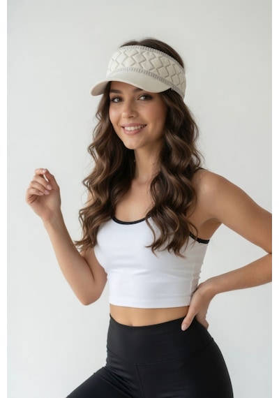 Mollycrush Triko Vizör Şapka Yazlık Hediye Tenis Ve Plaj Modeli Krem Kadın Tesettür Uyumlu Krem