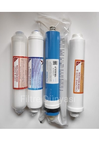 Filtre Dünyası Tezgah Üstü Su Arıtma Filtresi 4Lü Set Vontron Membranlı