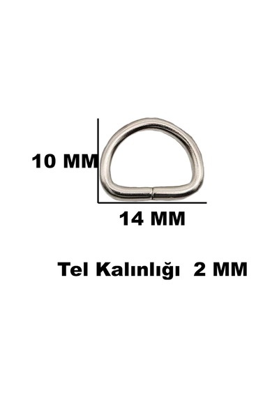Anahtarlık Montaj Halkası D Çanta Bağlantı Halkası 14x10 Mm 100 Adet Gümüş Gümüş