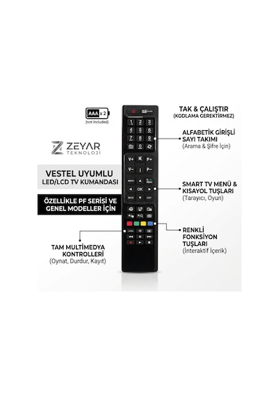 Vestel 40pf7070 Uyumlu Smart Tv Televizyon Kumandası