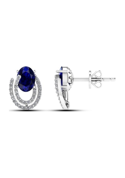 1,44 Karat Pırlantalı Safir Küpe