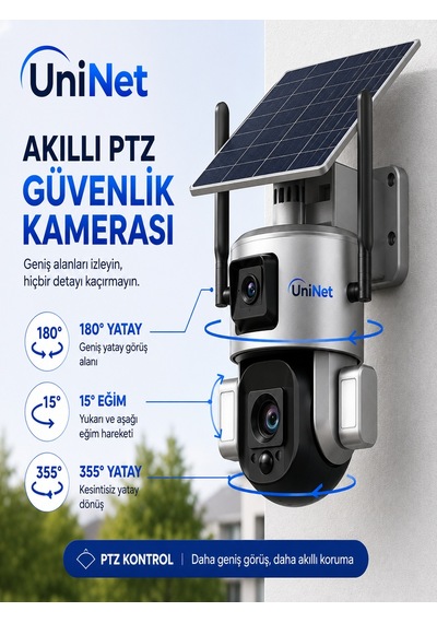 Uninet Solar Kamera 4g Sim Kartlı 2 Kameralı Dış Mekan Sirenli Ip Kamera