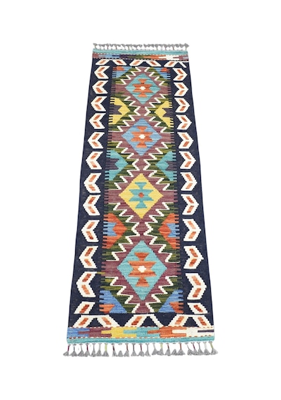 Zehra Abla Halı Yeni El Dokuma İran Meşhed Cerit Yörükleri Mini Yolluk Yün Kilim 7353 Çok Renkli