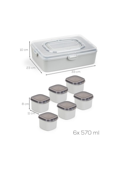 Porsima Ac-100 7 Bölmeli Çerezlik Çok Amaçlı Organizer Kapaklı Saklama Kabı Kapaklı Kahvaltılık Seti Gri